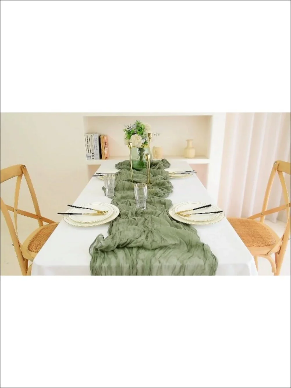 Cheesecloth Table Runner 35x120 Boho Wedding Decor Polyester Sheer